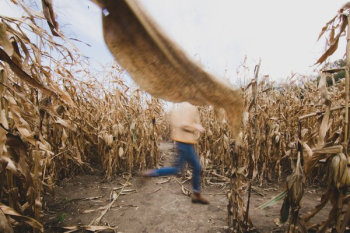 Blurry Runner Through Farm Field Blurry Runner Through Farm Field