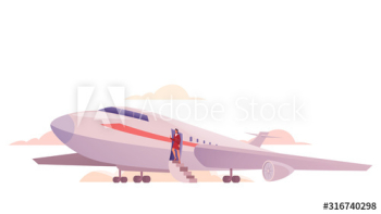 Boarding in airplane concept Boarding in airplane concept