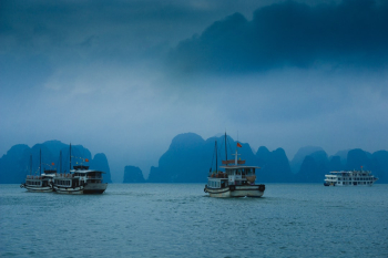 Boat trip at famous Halong Bay.