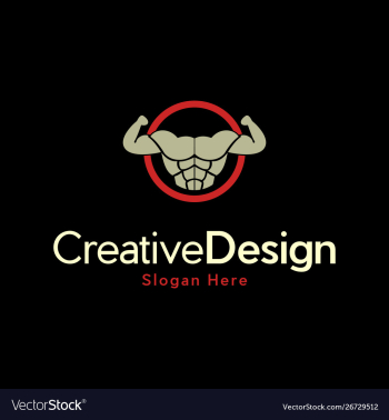 Body muscular fit in circle creative logo vector image Body muscular fit in circle creative logo vector image