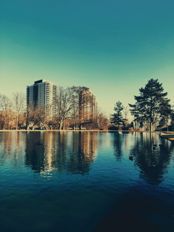 Body of Water Across City Building Body of Water Across City Building