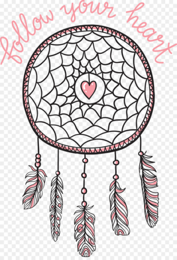 Boho-chic Dreamcatcher Illustration - Black lines pink dream Monternet 