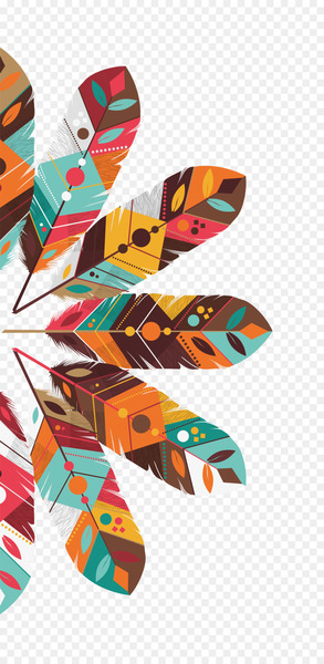 Boho-chic Euclidean vector Illustration - Colored Indian feather 