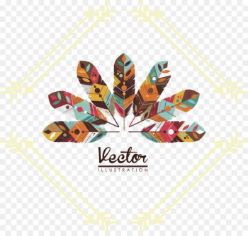 Boho-chic Feather Illustration - Vector feather Boho-chic Feather Illustration - Vector feather