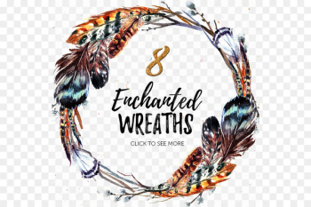 Boho-chic Watercolor painting Wreath Illustration - Creative feather wreath 