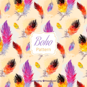Boho pattern with watercolor feathers Boho pattern with watercolor feathers