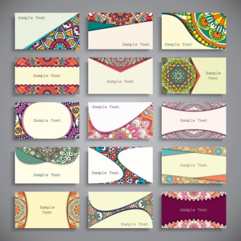 Boho style business cards collection Free Vector