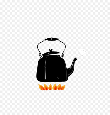Boiling Kettle Fire Illustration - Cartoon heating kettle 