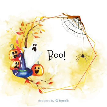 Boo halloween frame concept in watercolour Free Vector Boo halloween frame concept in watercolour Free Vector