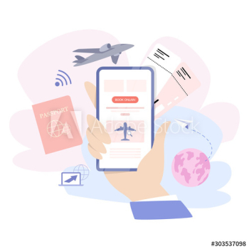Book flight online concept
