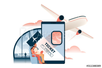 Book flight online concept