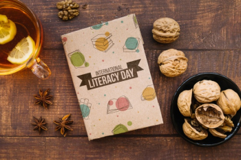 Book mockup for literacy day Free Psd