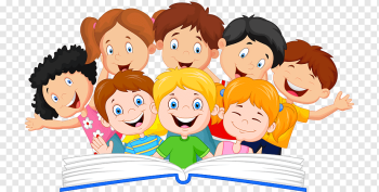 Book Reading Illustration, A group of children, child, people, butterfly Group png