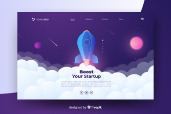 Boost your startup landing page with rocket Free Vector Boost your startup landing page with rocket Free Vector