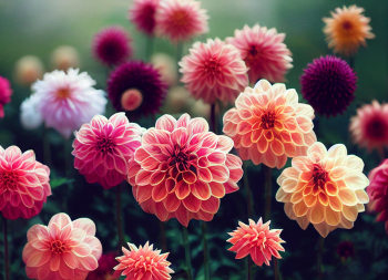 bouquets of beautiful dahlias