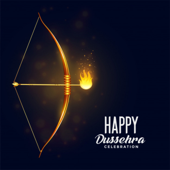 Bow and burning arrow happy dussehra festival card Free Vector Bow and burning arrow happy dussehra festival card Free Vector