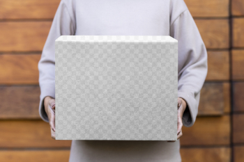 Box mockup png, woman carrying | Free PNG Mockup - rawpixel