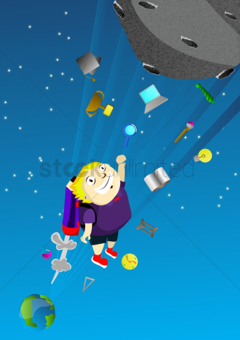 Boy blasting off to space Boy blasting off to space