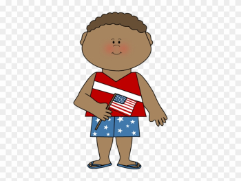 Boy Celebrating Fourth Of July - Fourth Of July Kids Clipart