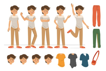 Boy character doing different poses Free Vector Boy character doing different poses Free Vector