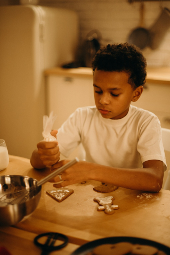 Boy Decorating Cookie Boy Decorating Cookie