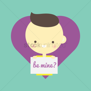 Boy holding 'be mine?' sign Boy holding 'be mine?' sign