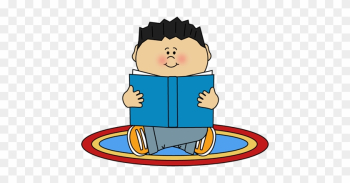 Boy Reading On A Rug Clip Art Image - Clipart Of A Girl Reading