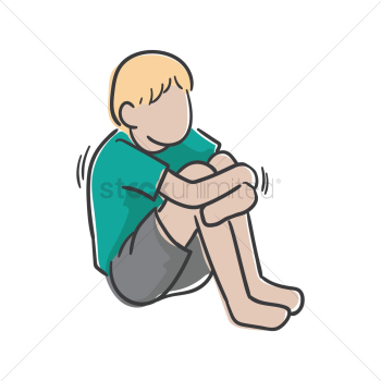 Boy sitting with folded knees