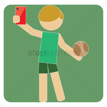 Boy taking selfie with ball Boy taking selfie with ball