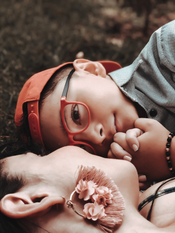 Boy Wearing Red Frame Eyeglasses Boy Wearing Red Frame Eyeglasses
