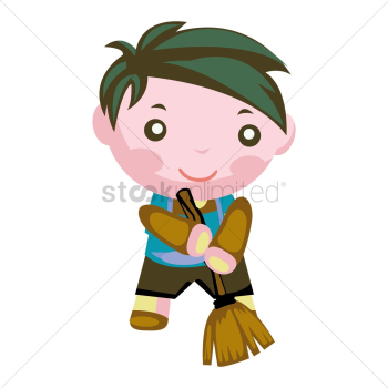 Boy with corn broom Boy with corn broom