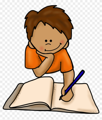 Boy Writing On Floor - Writing Clipart