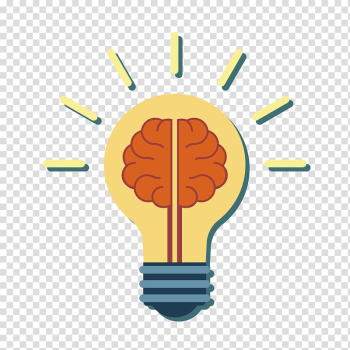 Brain lamp illustration, Incandescent light bulb Human brain, brain inspiration transparent background PNG clipart