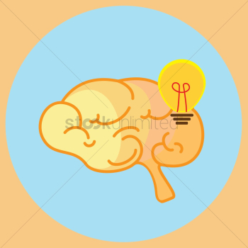 Brain with light bulb Brain with light bulb