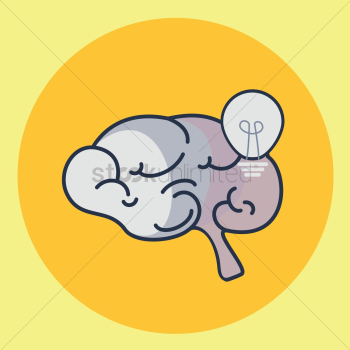Brain with light bulb Brain with light bulb