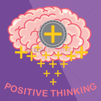 Brain with positive symbols Brain with positive symbols