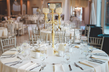 Brass Candelabra on Tabletop Brass Candelabra on Tabletop