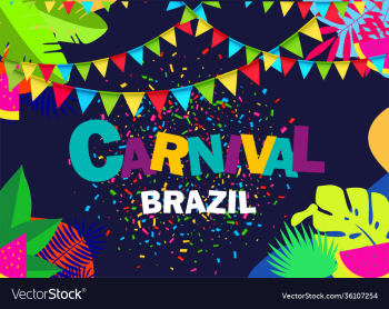 brazil carnival with party flags on yellow