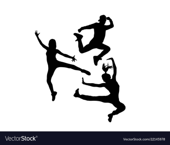 Break dancers silhouette vector image Break dancers silhouette vector image