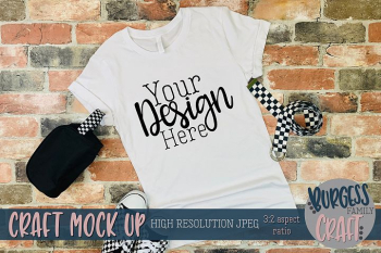 Brick checkered Tshirt Craft mock up | High Res JPG