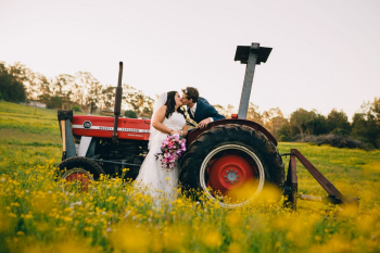 Bride and Groom Kissing