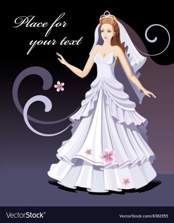Bride Cartoon with Text Space vector image Bride Cartoon with Text Space vector image
