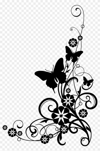 Bride Clipart Butterfly - Flowers Clip Art Black And White Border