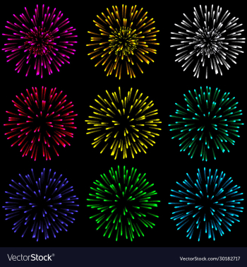 brightly colorful fireworks and salute- isolated