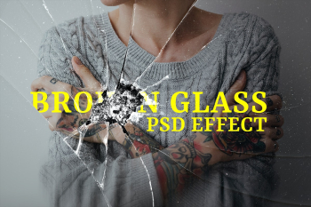 Broken glass PSD effect mockup with depressed… | Free stock illustration | High Resolution graphic