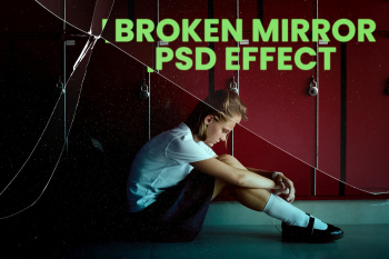 Broken mirror PSD effect mockup with… | Free stock illustration | High Resolution graphic