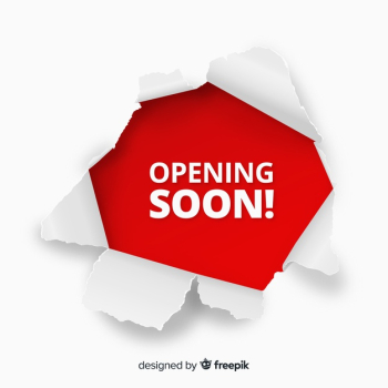 Broken paper opening soon background Broken paper opening soon background