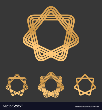 Bronze line star logo design set vector image Bronze line star logo design set vector image