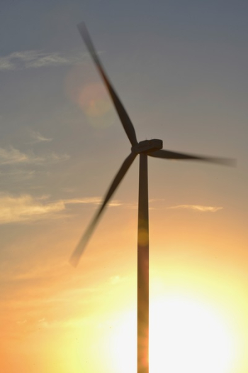 Brown 3-blade Windmill on Surise Brown 3-blade Windmill on Surise