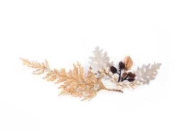 brown and gray leaves with white flower decor brown and gray leaves with white flower decor